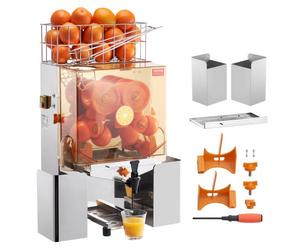 VEVOR Exprimidor de Cítricos Eléctrico Comercial Extractor de Zumo 120W Alimentación Automática con Filtro Cubo de Recolección de Pelado y Grifo para Naranja, Pomelo, Restaurante, Cafetería, Frutería