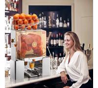 VEVOR Exprimidor de Cítricos Eléctrico Comercial Extractor de Zumo 120W Alimentación Automática con Filtro Extraíble Cubo Recolector de Cáscaras para Naranja, Pomelo, Restaurante, Cafetería, Frutería
