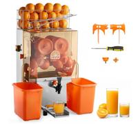 VEVOR Exprimidora de Naranjas Comercial 120 W de Acero Inoxidable y PC, Con 2 Recipientes Recolectores, Con Grifo, Capacidad para Hasta 20 Naranjas por Minuto, Para Limones y Cítricos 55-80 mm