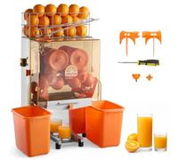 VEVOR Exprimidora de Naranjas Comercial 120 W de Acero Inoxidable y PC, Eléctrica, Con 2 Recipientes Recolectores, Capacidad para Hasta 20 Naranjas por Minuto, Para Limones y Cítricos 55-80 mm