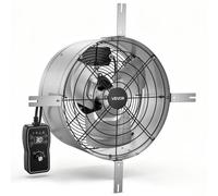 VEVOR Extractor de Aire para Ático 38,1 cm 1300 CFM Ventilador de Hastial, con Termostato Ajustable de 0-60 °C, Acero Q235A, 220-240 V y Cable de Alimentación de 2 m para Garaje, Almacén y Taller