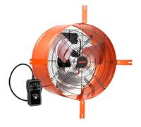 VEVOR Extractor de Aire para Ático 40,6 cm 1945 CFM Ventilador de Hastial | para Garaje, Almacén y Taller, con Termostato Ajustable de 0-60 °C, Acero Q235A y Cable de Alimentación Integrado de 2 m
