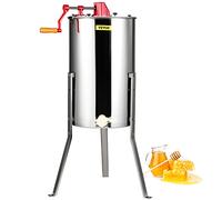 VEVOR Extractor de Miel Manual 3 Marcos Centrífuga Separador de Miel de Acero Inoxidable con Tapa Apto para Nido de Abejas Tamaño Profundo 48x23 cm Mediano 48x16 cm Altura Ajustable para Apicultura