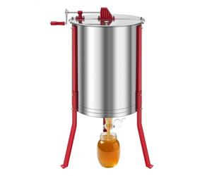 VEVOR Extractor de Miel Manual de Acero Inoxidable 470 mm Centrífuga Separador de Miel 6 Marcos con Tapa Transparente Soporte Altura Ajustable 30-40 cm Equipo de Extracción de Panal para Apicultura
