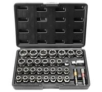 VEVOR Extractor de Pernos y Tuercas 29 Piezas Extractores de Pernos de 6 mm a 10 mm y 10,5 mm a 19 mm Herramientas de Extracción de Pernos Rotos de Acero CR-MO con Estuche para Quitar Pernos Rotos
