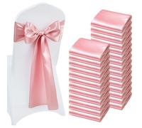 VEVOR Fajas de Satén para Silla 100 Piezas, Lazos para Sillas 275 x 17 cm, Bandas para Sillones de Material Suave, para Decoración de Bodas, Ceremonias, Fiesta de Nacimiento, Banquetes, Oro Rosa