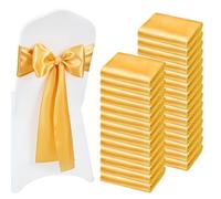 VEVOR Fajas de Satén para Silla 100 Piezas, Lazos para Sillas 275 x 17 cm, Bandas para Sillones de Material Suave, para Decoración de Bodas, Ceremonias, Fiesta de Nacimiento, Banquetes, Dorado