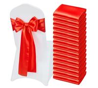 VEVOR Fajas de Satén para Silla 50 Piezas, Lazos para Sillas 275 x 17 cm, Bandas para Sillones de Material Suave, para Decoración de Bodas, Fiestas, Ceremonias, Fiesta de Nacimiento, Banquetes, Rojo
