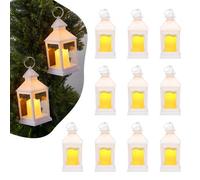 VEVOR Faroles Decorativos para Velas LED Eléctricas sin Llama, de Plástico con Soporte de Cristal, en la Pared, para Porches, Mesas de Boda, y Casas de Campo. Blanco, 105 x 105 x 240 mm, 12 uds