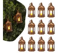 VEVOR Faroles Decorativos para Velas, Velas LED Eléctricas sin Llama, Soporte de Plástico con Cristal, en la Pared, para Porches, Mesas de Boda, Fiestas, Color Bronce, 65 x 65 x 128 mm, 12 uds