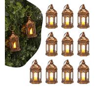VEVOR Faroles Decorativos para Velas, Velas LED Eléctricas sin Llama, Soporte de Plástico con Cristal, en la Pared, para Porches, Mesas de Boda, Fiestas, Color Bronce, 65 x 65 x 128 mm, 12 uds