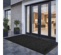 VEVOR Felpudo para Puerta de Entrada, Interior y Exterior, Elegante Alfombra de Tiras Largas con Reverso PVC, Resistente y Lavable, para Pasillo, Balcón y Garaje, Color Gris, 2438 x 1219 x 7 mm