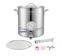 VEVOR Fermentador de Cerveza Tanque de Fermentación de Cerveza de Acero Inoxidable de 19 L Kit de Elaboración de Base de Olla de 3 Capas con Termómetro Válvula de Bola Mango de Tapa Filtración Doble
