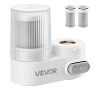 VEVOR Filtro de Agua de Fibra de Carbono para Grifo de Fregadero Purificador de Agua Vertical 2 Modos Elimina Cloro Plomo con 2 Filtros Compatible con la Mayoría de Grifos de Cocina, Baño, Blanco