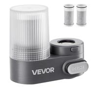 VEVOR Filtro de Agua de Fibra de Carbono para Grifo de Fregadero Purificador de Agua Vertical 2 Modos Elimina Cloro Plomo con 3 Filtros Compatible con la Mayoría de Grifos de Cocina, Baño, Gris