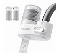VEVOR Filtro de Agua de Fibra de Carbono para Grifo de Fregadero Purificador de Agua Vertical 2 Modos Elimina Cloro Plomo con 2 Filtros Compatible con la Mayoría de Grifos de Cocina, Baño, Blanco