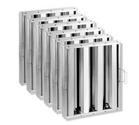 VEVOR Filtro de Campana Comercial de Cocina de Restaurante de Acero Inoxidable para Campanas Extractoras de Cocina Comerciales con Clasificación de Grasa, 3 Ranuras, Paquete de 6, 393 x 493 x 45 mm