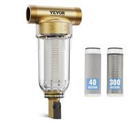 VEVOR Filtro Giratorio, Filtración Fina de 40 Micras + 30 Micras, Filtro de Sedimentos para Toda la Casa para Agua de Pozo de Alto Flujo, para Sistemas de Filtración de Agua de 97 x 66 x 198 mm