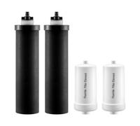 VEVOR Filtros de Agua 4 Piezas Purificador de Agua Compatible con la Mayoría de las Marcas 2 Filtros de Carbón Activado y 2 Filtros de Desfluoración para Sistema de Filtración de Agua por Gravedad