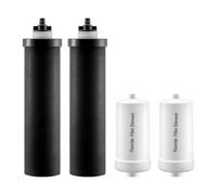 VEVOR Filtros de Agua 4 Piezas Purificador de Agua Compatible con la Mayoría de las Marcas 2 Filtros de Carbón Activado y 2 Filtros de Desfluoración para Sistema de Filtración de Agua por Gravedad