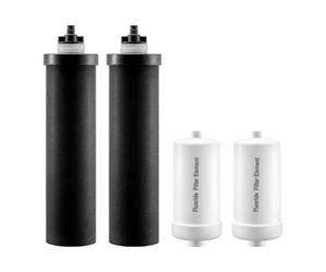 VEVOR Filtros de Agua 4 Piezas Purificador de Agua Compatible con la Mayoría de las Marcas 2 Filtros de Carbón Activado y 2 Filtros de Desfluoración para Sistema de Filtración de Agua por Gravedad