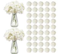 VEVOR Flores Artificiales, 105 Hortensias Artificiales de Seda Blanca de Aspecto Real a Granel, Artificiales Blancas con Tallos para Ramos de Boda, Centros de Mesa y Decoración de Mesas de Fiesta
