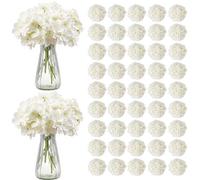 VEVOR Flores Artificiales, 105 Hortensias Artificiales de Seda Blanca de Aspecto Real a Granel, Artificiales Blancas con Tallos para Ramos de Boda, Centros de Mesa y Decoración de Mesas de Fiesta
