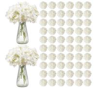 VEVOR Flores Artificiales, 205 Hortensias Artificiales de Seda Blanca de Aspecto Real a Granel, Artificiales Blancas con Tallos para Ramos de Boda, Centros de Mesa y Decoración de Mesas de Fiesta