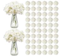 VEVOR Flores Artificiales, 205 Hortensias Artificiales de Seda Blanca de Aspecto Real a Granel, Artificiales Blancas con Tallos para Ramos de Boda, Centros de Mesa y Decoración de Mesas de Fiesta