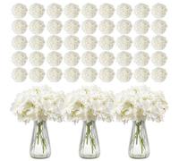 VEVOR Flores Artificiales, 305 Hortensias Artificiales de Seda Blanca de Aspecto Real a Granel, Artificiales Blancas con Tallos para Ramos de Boda, Centros de Mesa y Decoración de Mesas de Fiesta