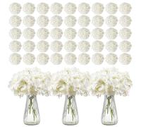 VEVOR Flores Artificiales, 305 Hortensias Artificiales de Seda Blanca de Aspecto Real a Granel, Artificiales Blancas con Tallos para Ramos de Boda, Centros de Mesa y Decoración de Mesas de Fiesta