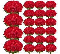VEVOR Flores Artificiales, 500 Rosas Artificiales de Espuma Roja de Aspecto Real a Granel, Rosas Rojas Artificiales con Tallos para Ramos de Boda, Centros de Mesa y Decoración de Mesas de Fiesta