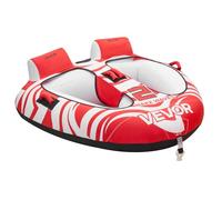 VEVOR Flotador de Arrastre Inflable para Deportes Acuáticos 163 x 160 x 56 cm, Flotador Remolcable para 2 Personas, Capacidad de 154 kg, con Dos Cabinas, Cubierta de Nailon, Asas Acolchadas, Rojo