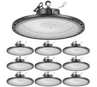VEVOR Foco LED para Almacén, Garaje, 5000 K, 200 W, 30 000 LM, Resistente al Agua IP65, Voltaje 100-277 V, para Fábricas y Graneros, Cobertura Amplia y Brillante, Color Negro, 360 x 360 x 90 mm