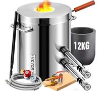 VEVOR Forja de Propano de Acero Inoxidable 12 KG Kit de Horno de Fusión de Metales Temperatura Máxima de 1482 °C Horno de Fundición de Propano 30 PSI Juego de Forja para Cobre, Aluminio, Oro, Plata