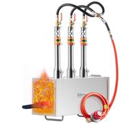 VEVOR Forja de Propano Portátil Forja de Herrero 3 Quemadores Forja de Gas para Herrería 1427°C Equipos de Forja de Gas de Acero Inoxidable Cuadrados Gran Capacidad para Forja de Metales, Plata