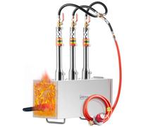 VEVOR Forja de Propano Portátil Forja de Herrero 3 Quemadores Forja de Gas para Herrería 1427°C Equipos de Forja de Gas de Acero Inoxidable Cuadrados Gran Capacidad para Forja de Metales, Plata