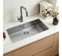 VEVOR Fregadero Bajo Encimera de 1 Seno, 850 x 450 x 190 mm, Fregadero de Cocina Empotrable de Acero Inoxidable, Esquinas Redondeadas, para Lavavajillas Domésticos, Cocinas Auxiliares, Lavaderos