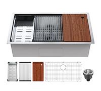 VEVOR Fregadero de Cocina 81,3x48,3x23 cm, Fregadero Bajo Encimera de Acero Inoxidable Fregadero Bajo Encimera con Accesorios para Borde, Fregadero para Lavavajillas Doméstico para Estación de Trabajo