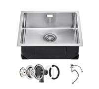 VEVOR Fregadero de Cocina bajo Encimera Acero Inoxidable 304, Lavabo de Granja de Un Solo Tazón con Accesorios, Fregaderos de Lavavajillas Fomésticos para RV, Cocina de Preparación, 500 x 430 x 190 mm