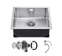 VEVOR Fregadero de Cocina bajo Encimera Acero Inoxidable 304, Lavabo de Granja de Un Solo Tazón con Accesorios, Fregaderos de Lavavajillas Fomésticos para RV, Cocina de Preparación, 500 x 430 x 190 mm