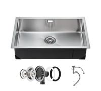 VEVOR Fregadero de Cocina bajo Encimera Acero Inoxidable 304, Lavabo de Granja de Un Solo Tazón con Accesorios, Fregaderos de Lavavajillas Domésticos para RV, Cocina de Preparación, 700 x 430 x 190 mm
