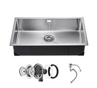 VEVOR Fregadero de Cocina con Encimera de Un Solo Seno 760 x 430 x 190 mm Plata