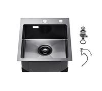VEVOR Fregadero de Cocina con Montaje Superior de Acero Inoxidable 304, con Accesorios, Fregaderos de Lavavajillas Domésticos para RV, Cocina de Preparación y Barra(Negro), 400 x 450 x 190 mm