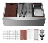 VEVOR Fregadero de Cocina Estilo Campestre Fregadero de Un Seno de Acero Inoxidable 304 con Tabla de Cortar Filtro de Escurridor Drenaje Rápido para Preparación de Cocina Casera 76 x 56 x 23 cm