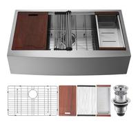 VEVOR Fregadero de Cocina Fregadero de Acero Inoxidable 304 Bajo Encimera de un Solo Seno con Tabla de Cortar Filtro Escurridor Drenaje Rápido para Preparación de Cocina Casera, 84 x 56 x 23 cm