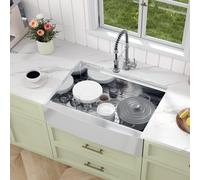 VEVOR Fregadero de Cocina Fregadero de Acero Inoxidable 304 Bajo Encimera de un Solo Seno con Tabla de Cortar Filtro Escurridor Drenaje Rápido para Preparación de Cocina Casera, 91 x 56 x 23 cm