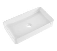 VEVOR Fregadero Rectangular para Recipiente, Encimera Lavabo de Baño de Cerámica Blanca sobre Mostrador, Estilo Moderno, Brillante y Elegante, Bien Empaquetado para Baño, Inodoro, 609 x 351 x 112 mm