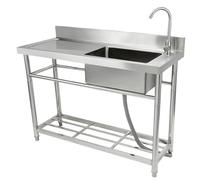 VEVOR Fregadero Utilitario de Acero Inoxidable, Juego de Fregadero de Cocina Comercial de un solo Tazón con Banco de Trabajo, Fregaderos Comerciales de un solo Tazón de 430 x 330 x 220 mm