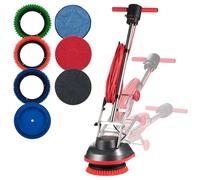 VEVOR Fregadora de Suelos Comercial con 2 Ruedas, Pulidora Eléctrica Profesional para Alfombras Velocidad Variable 1200-1900 RPM Cable de 13 m con Almohadillas y Cepillos, para Todo Tipo de Suelos